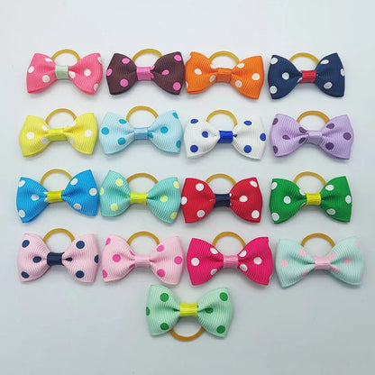 100 Pieces Ribbon Pet Hair Accessories 121 Colors Cute Dog Hair Bows Elastic Rubber Band For Dogs Pet Hair Clips Yorkshire Gift - MyLootWare