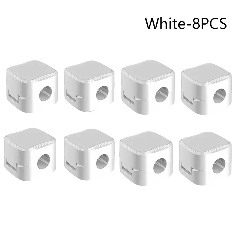 6pcs PVC Magnetic Cord Organizer Clips - Strong Adhesive, No-Drill Cable Holders for Desk & Home Office Wire Management, Multi-U - MyLootWare