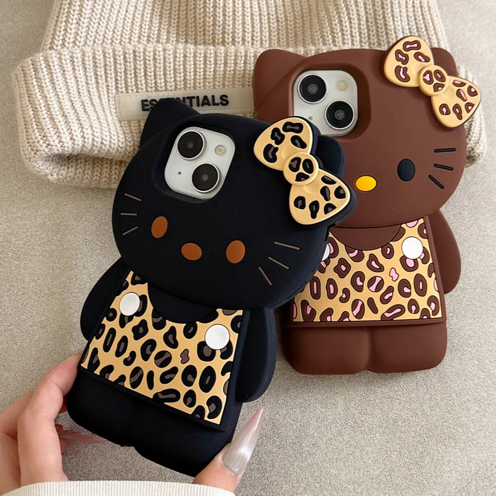 3D Hello Kitty Leopard Bow iPhone Silicone Case - MyLootWare