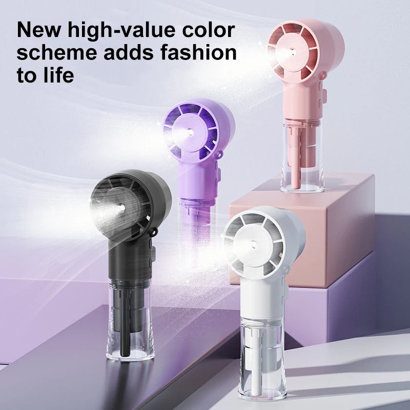 Handheld spray fan humidification and hydration