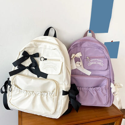 Cute Women’s College Backpack Bowknot Style
