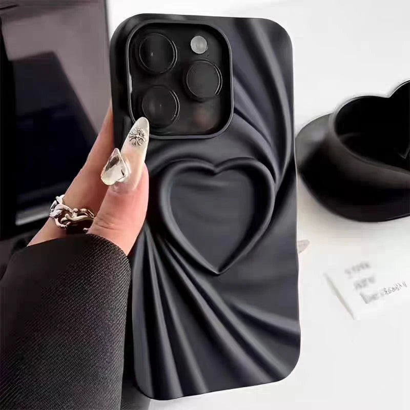 3D Love Heart Wrinkle iPhone Soft Silicone Case - MyLootWare