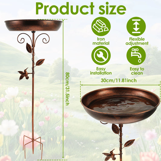 32 Inches Garden Birdbath Sturdy Iron Outdoor Bird Bath for Outside Vintage Standing Birdbath Bowl for Outdoor Garden Patio Yard - MyLootWare