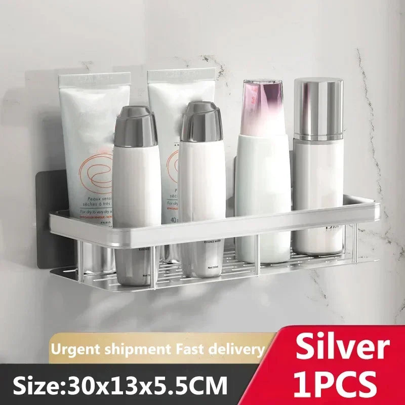 Bathroom Storage Wall Mount Shampoo Makeup Storage Holder Bathroom Accessories No Drilling Wall Shelf Shower Holder For WC - MyLootWare