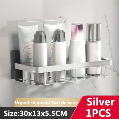 Bathroom Storage Wall Mount Shampoo Makeup Storage Holder Bathroom Accessories No Drilling Wall Shelf Shower Holder For WC - MyLootWare