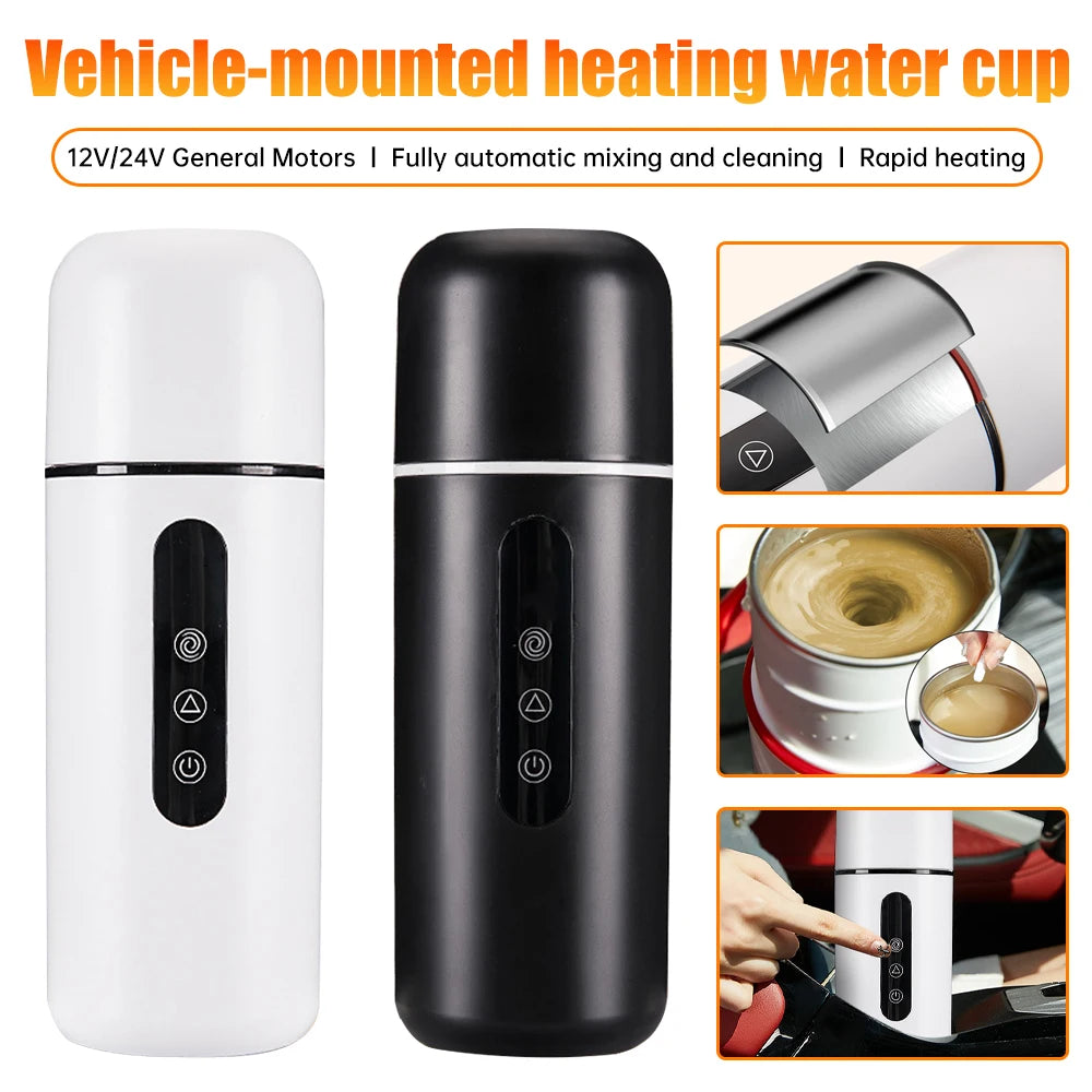 420ml Portable Car Heating Cup Electric Kettle 304 LED Smart Temperature Control Warmer Stirring Cup Heating Bottle Mixing Cup - MyLootWare