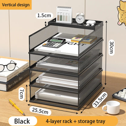 4-Tier Stackable Desktop Paper Tray Holder - MyLootWare