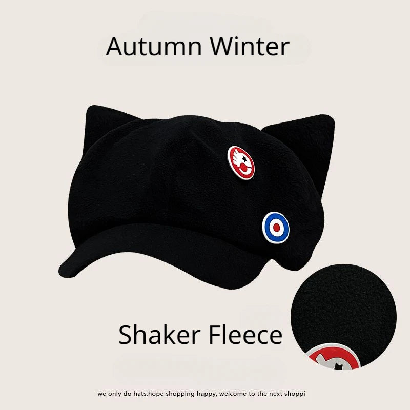 Anime EVA Shikinami Asuka Rangure Cat Ear Shaker Fleece Hat Peak Baseball Cap Anime Cosplay Accessories Anime Peripheral Caps - MyLootWare