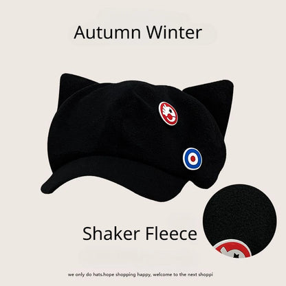 Anime EVA Shikinami Asuka Rangure Cat Ear Shaker Fleece Hat Peak Baseball Cap Anime Cosplay Accessories Anime Peripheral Caps - MyLootWare