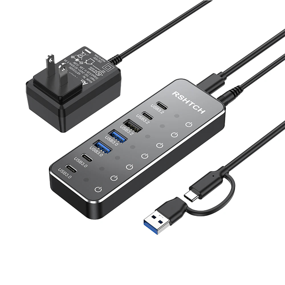 RSHTECH Powered 7 Port 10Gbps Data USB Hubs