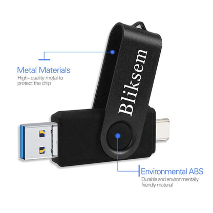 Bliksem 3IN1 Pendrive 64GB TYPE C Memory Stick OTG 64GB 2.0 for PC Mobile Phone Metal USB Flash Drive Pen Drive 64GB USB OTG - MyLootWare