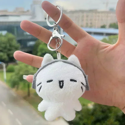 Cute Headphones Kitten Couple Keychain Mini Crying