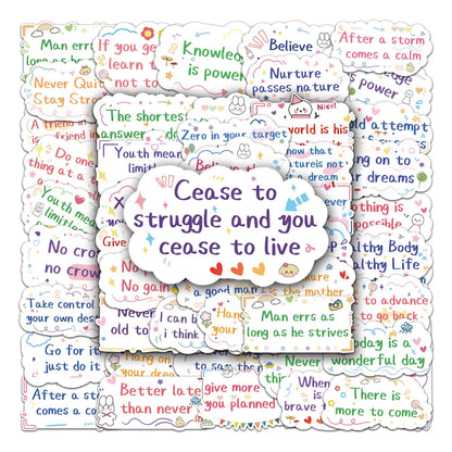 10/50pcs Inspirational English Life Quotes Stickers Motivational Phrases DIY Student Stationery Skateboard Decals Graffiti Toys - MyLootWare