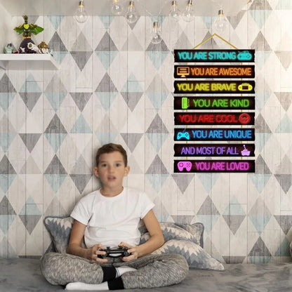 Gaming Room Decor for Boys - Wooden Wall Art,