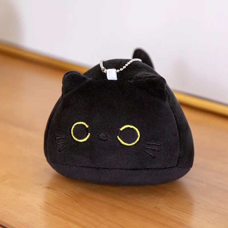 9/15/25CM Small Cuddly Black Cat Plush Doll Cartoon Stuffed Round Ball Cat Plushie Bag Keychain Pendant Toys - MyLootWare