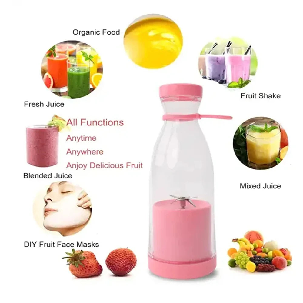 420ML Electric Juicer Mini Fruit Mixers 6 Blades Charging Juicer Cup Household Juicer Blender Smoothie Orange Lemon Blender - MyLootWare