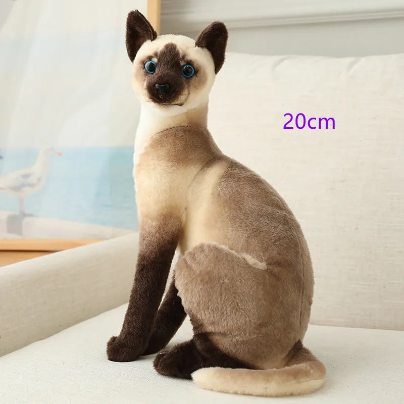 Cat Doll Pet Toys Stuffed Lifelike Siamese Cats Plush Toy simulation American Shorthair Cute Home Decor Gift For Girls birthday - MyLootWare
