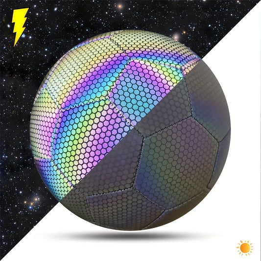 1pc Size 5 Reflective Football, Luminous Colorful Soccer Ball For Indoor And Outdoor Training - MyLootWare