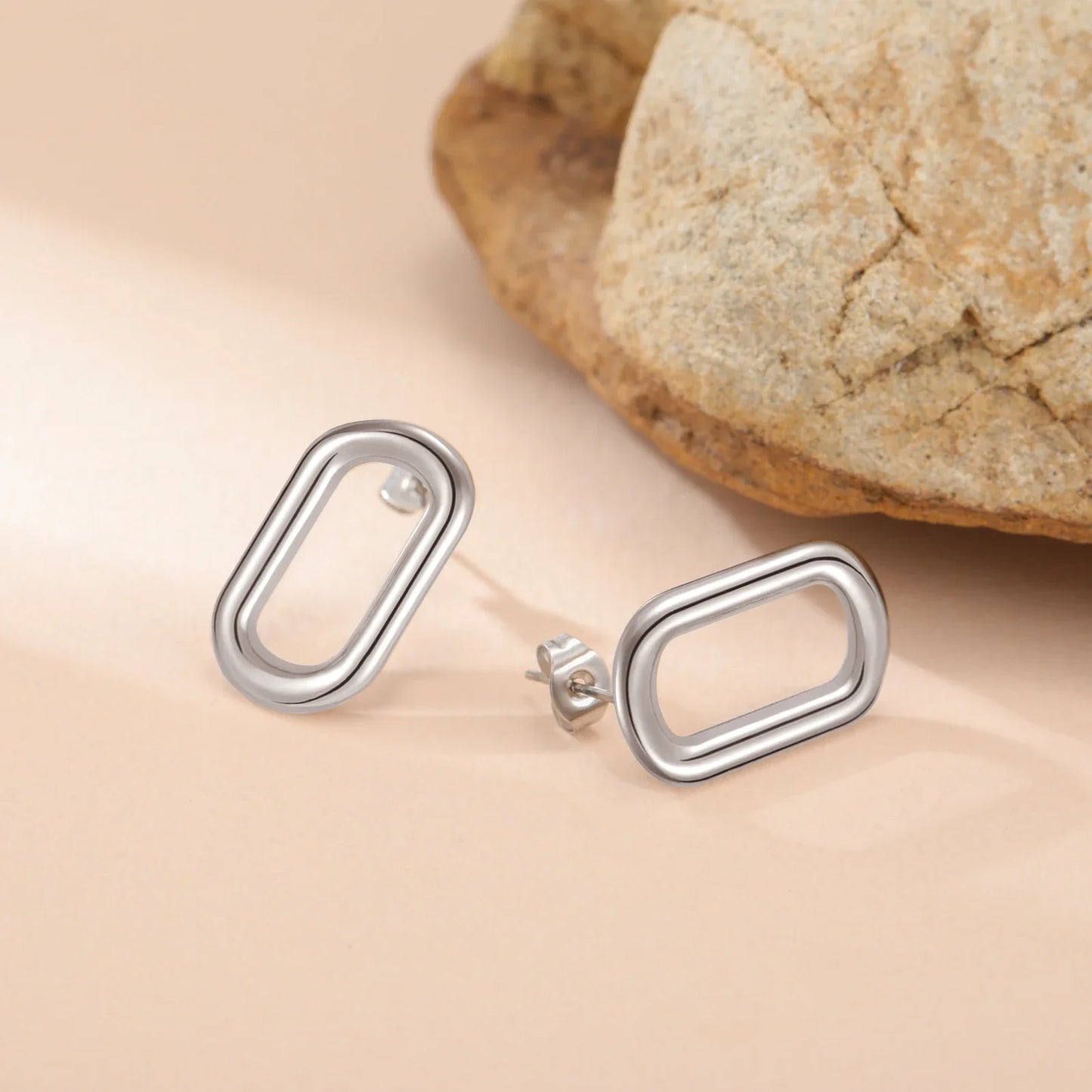 Skyrim Geometric Round Rectangle Stud Earrings for