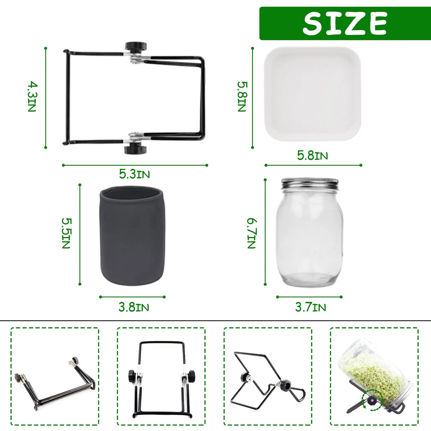 Seed Sprouting Jar Kit Durable Glass Bean Sprouts