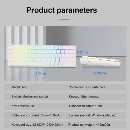 E-YOOSO A68 RGB Mini Slim USB Wired Mechanical