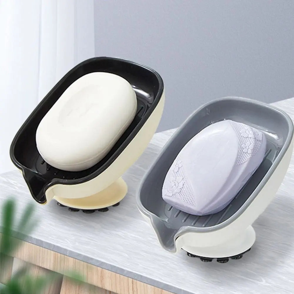 Durable Plastic Suction Cup Soap Dish With Drain