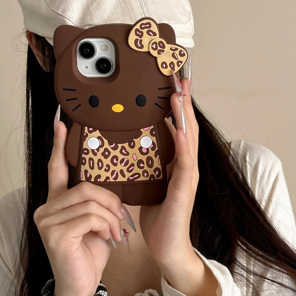 3D Hello Kitty Leopard Bow iPhone Silicone Case - MyLootWare
