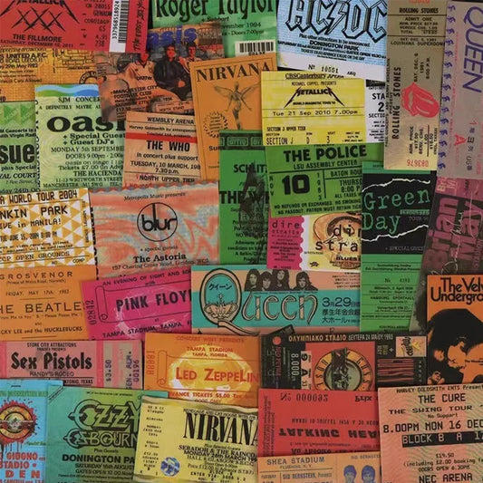 10/20/43pcs Rock Music Ticket Graffiti Stickers Retro Band Decal Sticker for Kids Toys Cool Waterproof DIY Guitar Motorcycle Car - MyLootWare