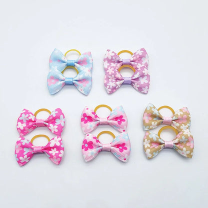 100 Pieces Ribbon Pet Hair Accessories 121 Colors Cute Dog Hair Bows Elastic Rubber Band For Dogs Pet Hair Clips Yorkshire Gift - MyLootWare