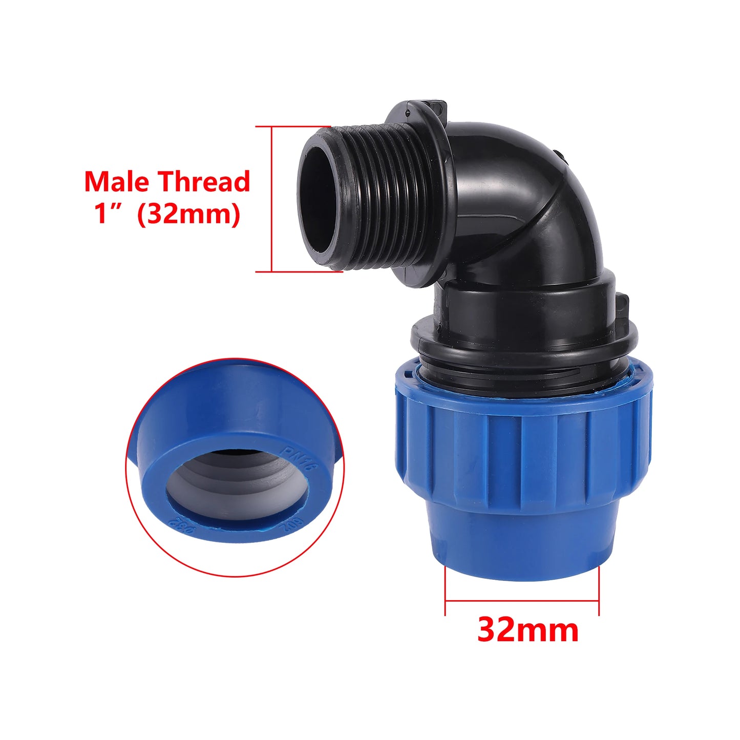 20/25/32mm to 1/2" 3/4" 1" Male PE Pipe Fitting Adapter Tee Elbow Garden Agriculture Irrigation Fittings Garden Water Connection - MyLootWare