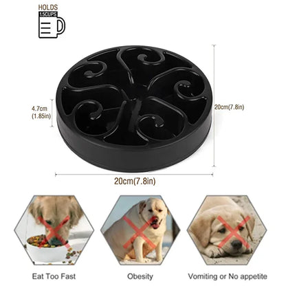 Pet Dog Slow Feeder Bowl Fun Non Slip Anti-Gulping
