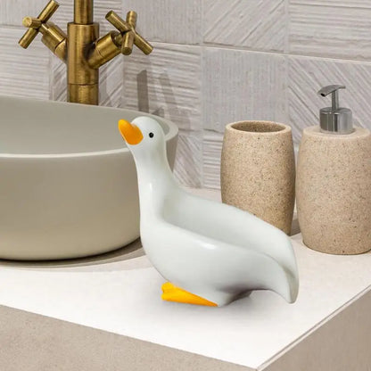 Ceramics Soap Dish Duck Shaped Storage Self-Draining Soap Rack Shower Bathroom Kitchen Tub Sink Tray Bracket Bathroom - MyLootWare