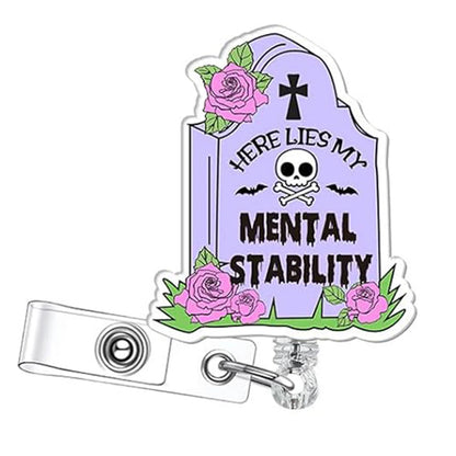 Acrylic English Badge Holder Clip Rotating Alligator Clip Retractable Badge Reel For Doctor Nurse Teacher Student Halloween Gift - MyLootWare