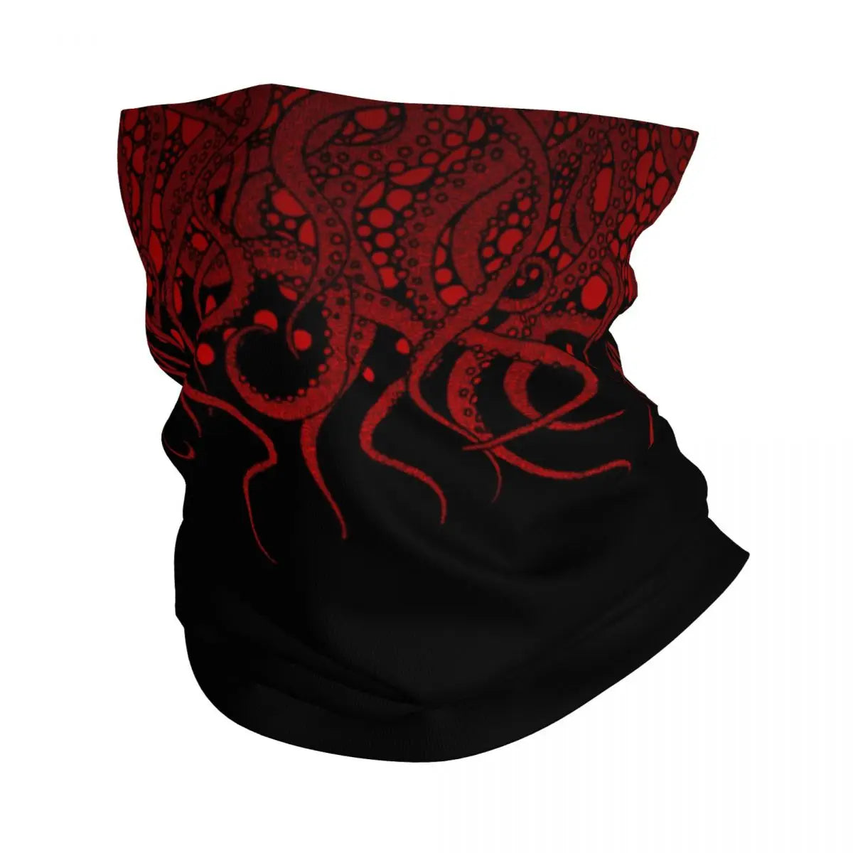 Red Tentacles On Black Bandana Neck Gaiter