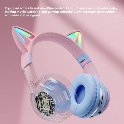 Xiaomi Cute Cat Ears Wireless Headphone Bluetooth 5.1 HiFi Stereo Noise Reduction Foldable Earphone With Mic For Game Music - MyLootWare