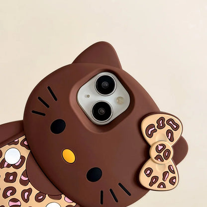 3D Hello Kitty Leopard Bow iPhone Silicone Case - MyLootWare