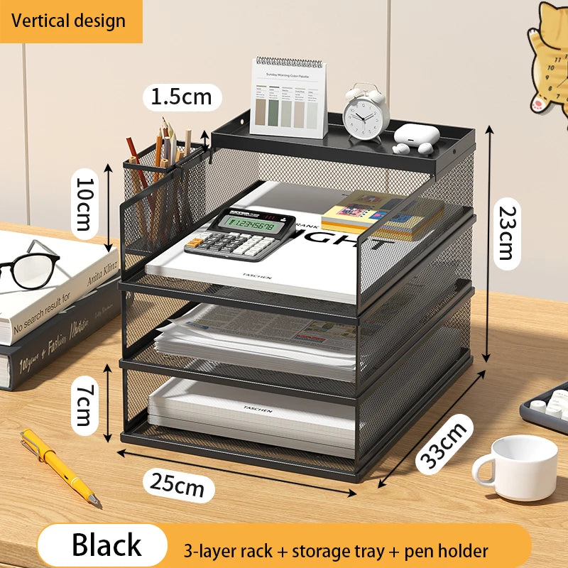 4-Tier Stackable Desktop Paper Tray Holder - MyLootWare