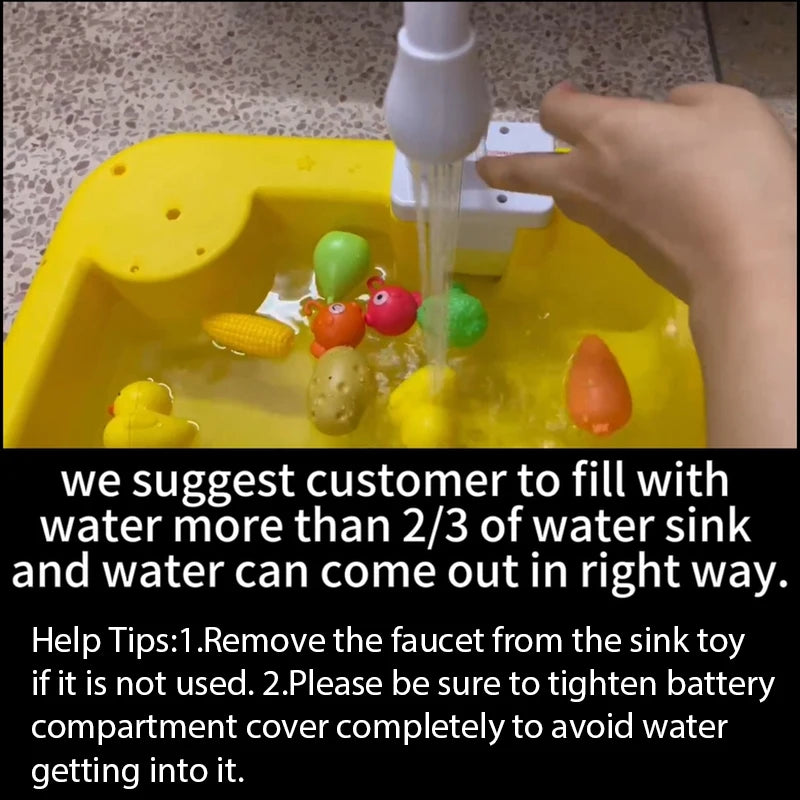 Kids Kitchen Sink Toys Electric Dishwasher Playing