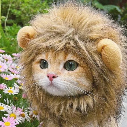 Pet Hairpiece - Humorous Lion Mane Headgear for
