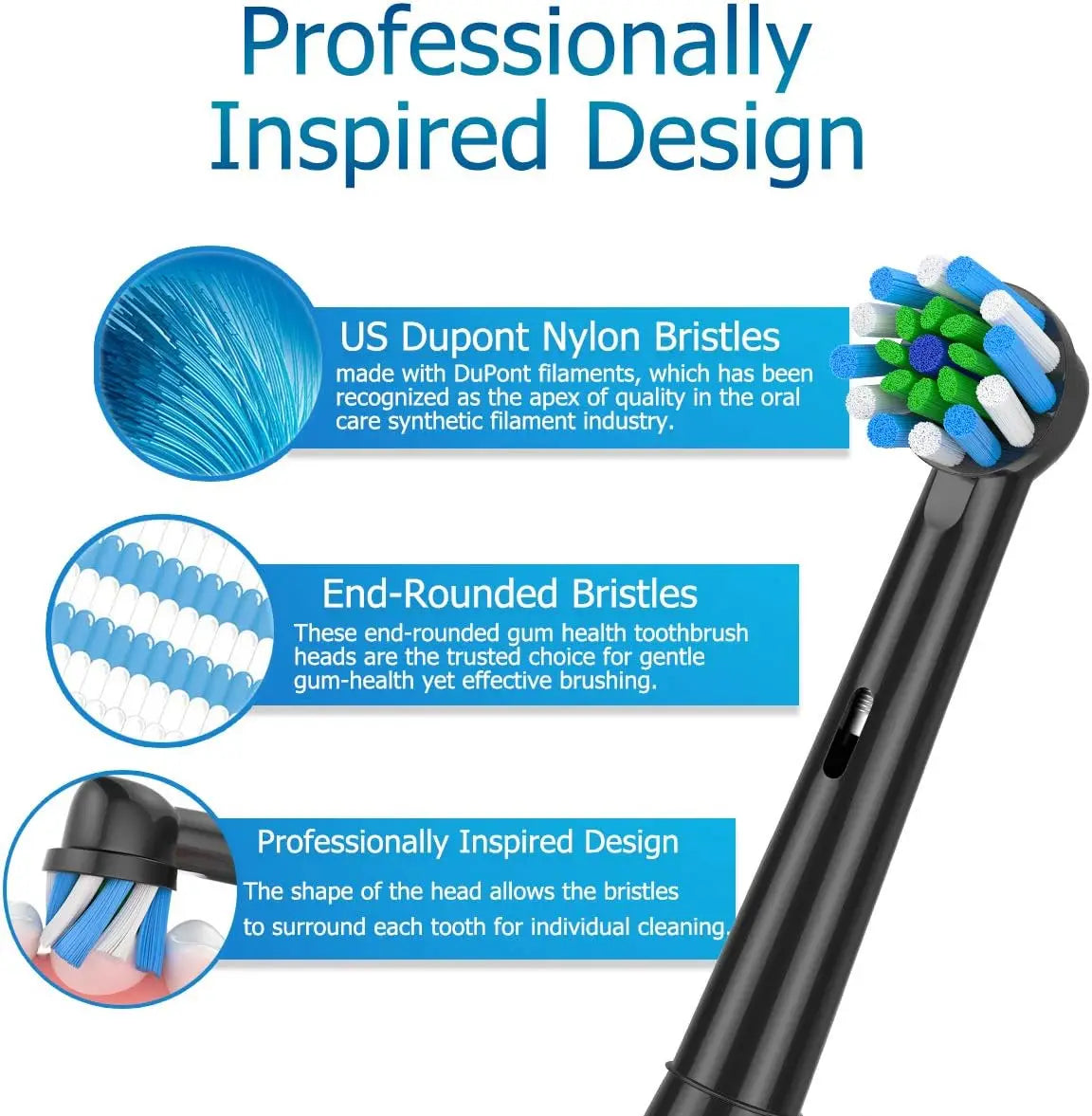 Black EB50 Brush Heads Cross Action 16 Degree Angle Spare Dental Nozzles for Oral B Electric Toothbrush D12/D16/DB4010/DB4510 - MyLootWare