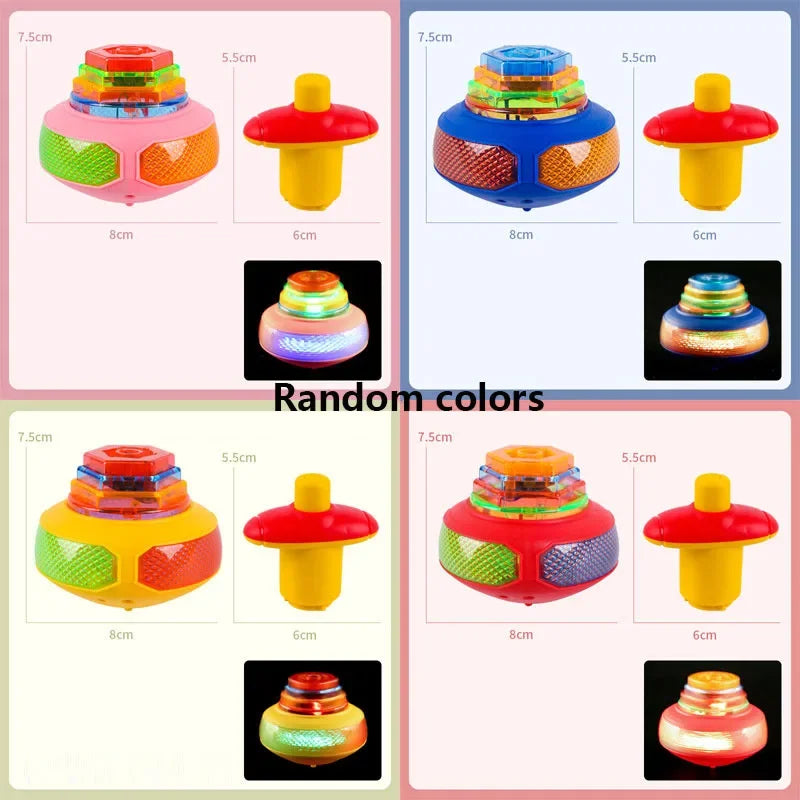 8cm Gyroscope Children Toys Music Luminous Magic Rotating Launch Cartoon Colorful Flashing Spinning Top Children Toys - MyLootWare