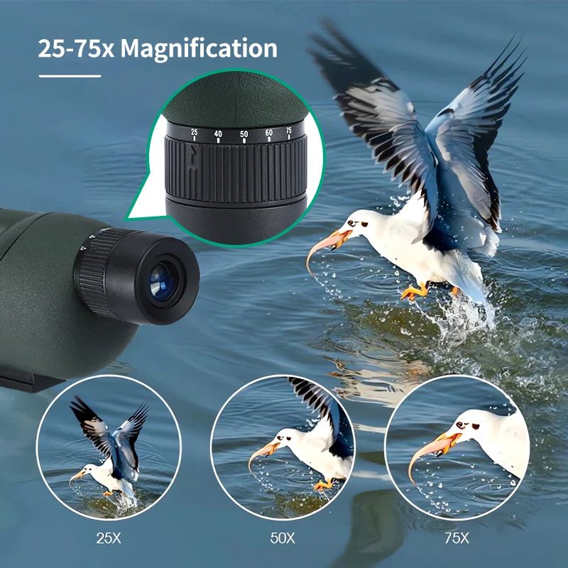 25-75x60 Zoom Spotting Scope ED Lens Powerful Monocular Bak4 Prism Telescope For Outdoor Camping Bird Watching Shooting - MyLootWare
