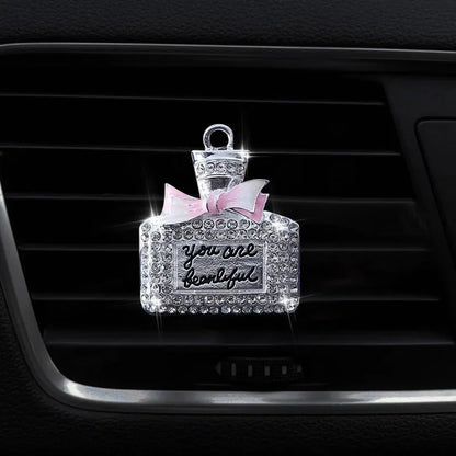 Car Air Freshener Auto Outlet Perfume Clip Bling Car Accessories Diamond Bowknot Scent Bottle Car Accessories Interior Woman - MyLootWare