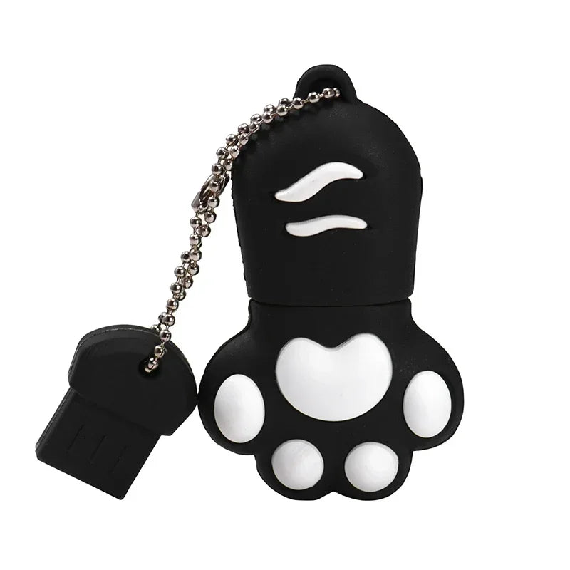 Cartoon Cat Paw Pen Drive 64GB Free Key Chain Pendrive 32GB Red USB Flash Drive 16GB 8GB 4GB Cute High-speed Memory Stick 128GB - MyLootWare