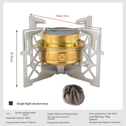 CAMPINGMOON AS-1 Alcohol Stove Outdoor Small Picnic Equipment Brass Stove Liquid Alcohol Stove Head Portable Stove - MyLootWare