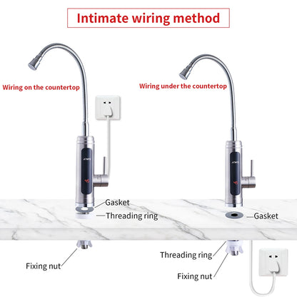 ATWFS 3000W Instant Water Heater Tankless Heaters Kitchen Electric Hot Water Tap Bathroom Heating Stainless Steel Faucet - MyLootWare