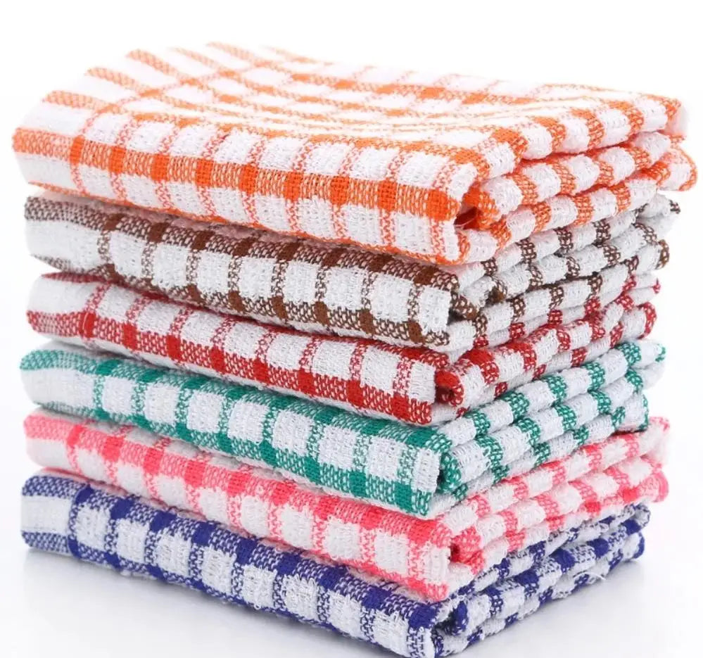 6PCS Cotton Kitchen Tea Towels Absorbent Lint Free Catering Restaurant Cloth Dish Towels Cleaning Cloth Kitchen Cleaning Towel - MyLootWare
