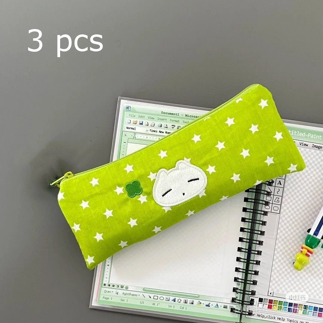 1/3 pcs Cute Stars Pencil Case Mesh Multilayer Pen Bag Multifunctional Large Capacity Stationery Bag School - MyLootWare