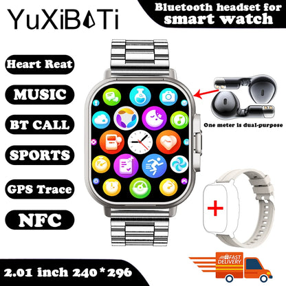 2024 Smart Watch 2 in 1 With Earphone Smartwatch Bluetooth Call Men Watch GPS Track Heart Rate Monitor Play Music SmartWatch - MyLootWare