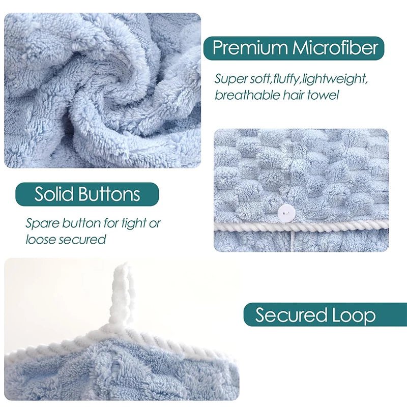 Microfiber Hair Towel Wraps, Super Absorbent Dry Hair Towel Long Hair Fast Drying Towels - MyLootWare